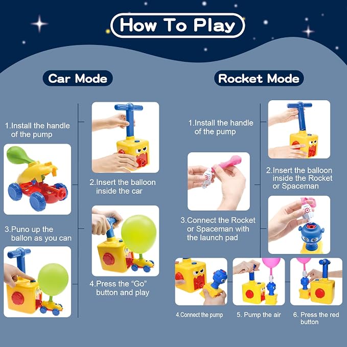 BAKAM Toddler Toys 3-4 for Boys Girls, Balloon Launcher & Powered Car Set - Image 9