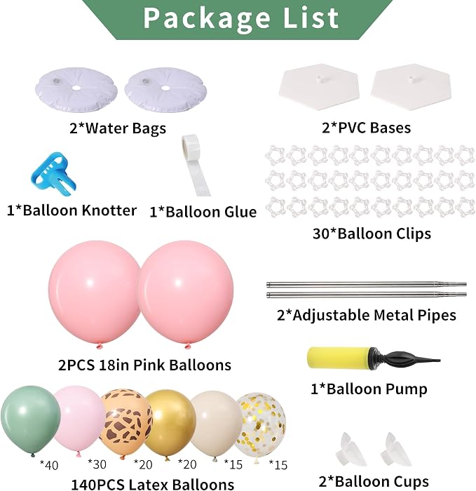 Pink Jungle Safari Balloon Column Stand Kit Set of 2 - Image 3