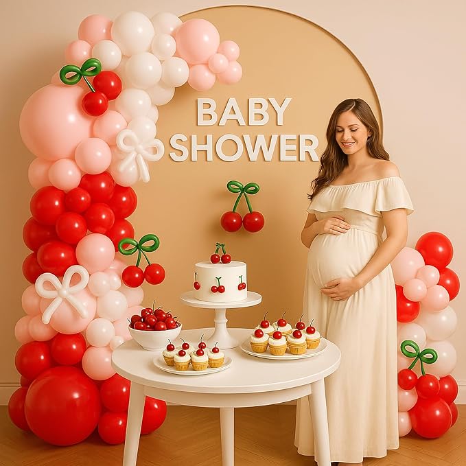 CROSSFINGERS Cherry Red Pink Balloon Garland Arch Kit Party Decorations | Bow - Image 8