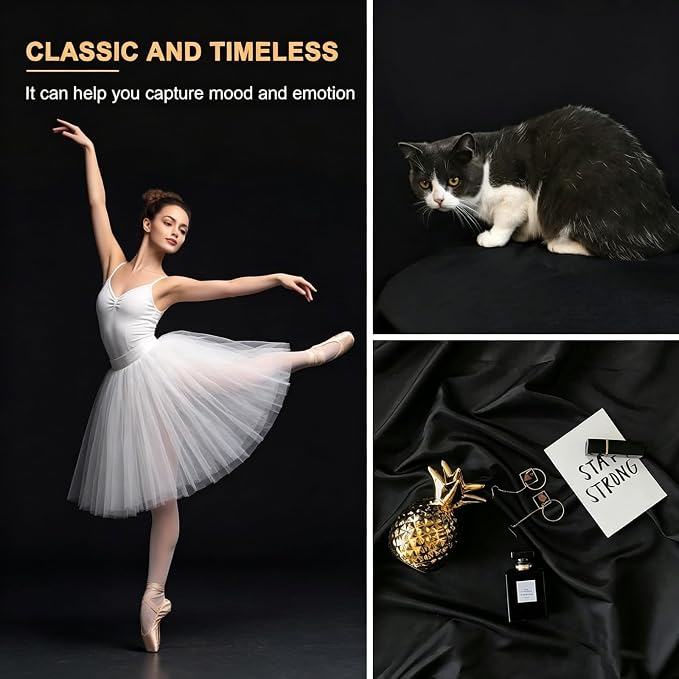 10 x 8 FT Black Backdrop for Photography, Polyester Fabric Background | Pure - Image 3