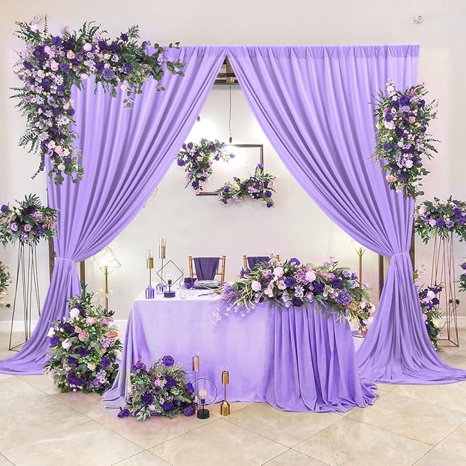 AK TRADING CO. 10 feet x 10 feet Polyester Backdrop Drapes Curtains Panels with Rod Pockets - Wedding Ceremony Party Home Window Decorations - Lavender