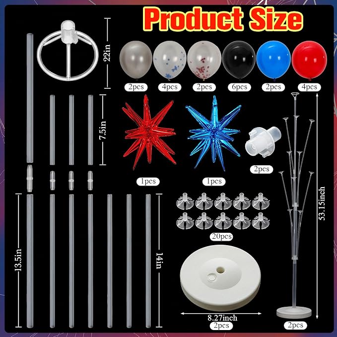 Gejoy 2 Sets 62" Large Hero Theme Balloon Tower Stand Kit, Entire Balloon - Image 2