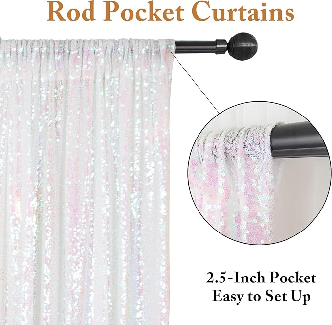 ShinyBeauty Iridescent White Backdrop Curtain 10Ft X 10 Ft Photograph Backdrops - Image 4