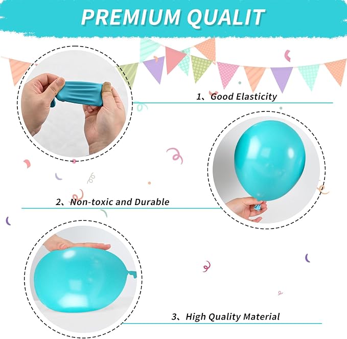 Teal Blue Balloons, Turquoise Balloons Macaron Teal Blue Balloon, Peacock Blue - Image 3