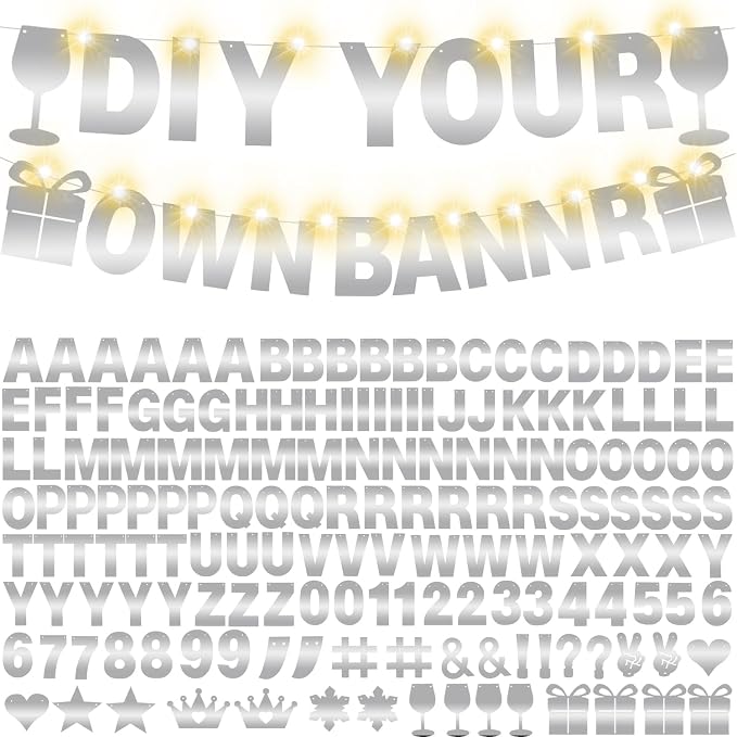 175Pcs DIY Glitter Customizable Banner Kit Happy Birthday Letters Banner Winter by WELITTCON