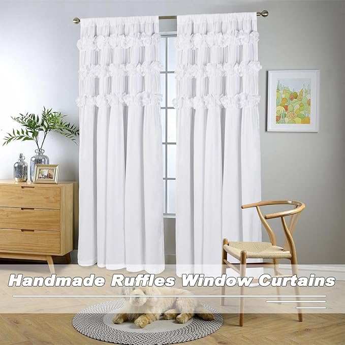 Blackout Drapes 54" x 84" x 2 Panels, Handmade Ruffles | Butterfly Flower - Image 8