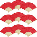 50 Pieces Paper Fans Paper Hand Fan Bamboo Folding Fan Handheld Fan Paper by Grosun