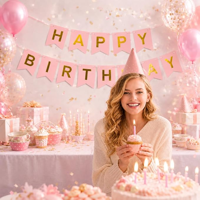 Pink Happy Birthday Banner Sign - Image 7