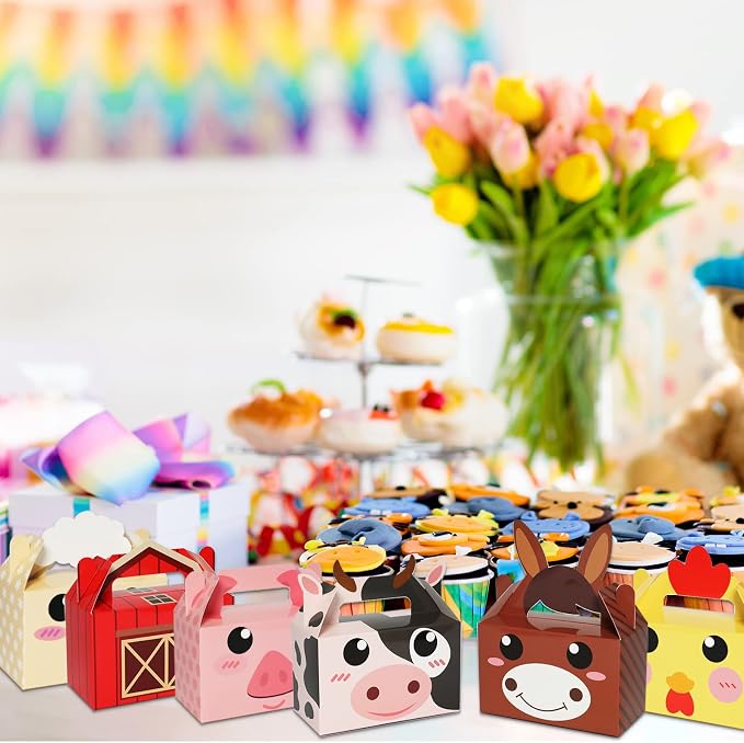 Tevxj 12 Pack Farm Animal Party Favor Boxes Farm Theme Birthday Goodie Boxes - Image 6