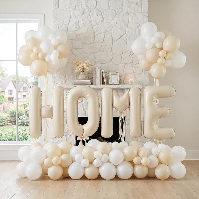 40 Inch Beige HOME Balloons, Large Cream Letter Balloon - Image 8