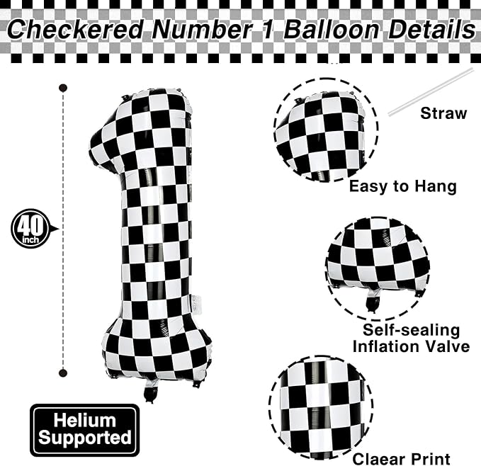 40 Inch Checkered Number 11 Balloon, self-sealing, air/helium, - Image 3