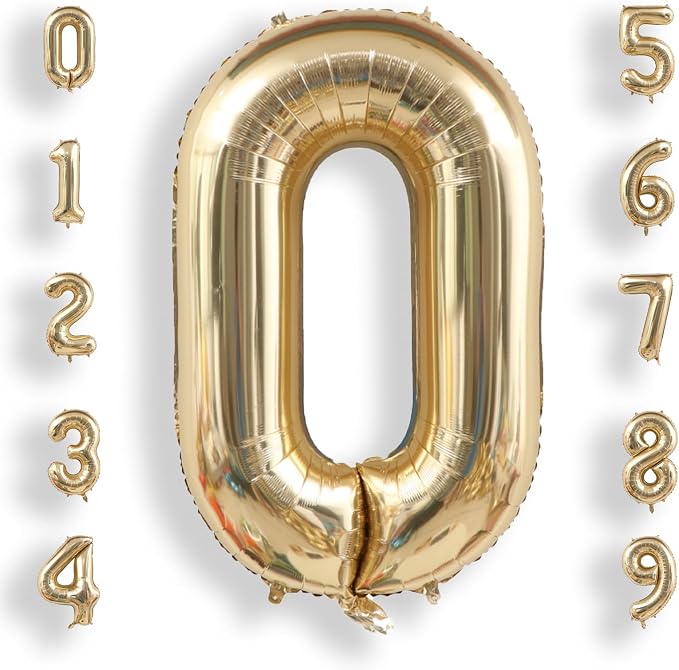 AULE 40 Inch Light Gold 0 Balloon Number Foil 0-9 Birthday Big Numbers | by AULE