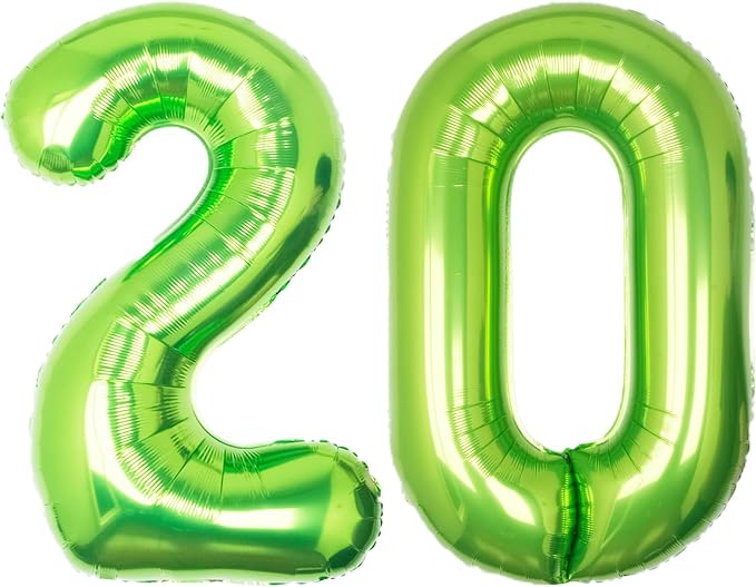 40 Inch Green Number 20 Balloon Lime Big Large Helium Number 0-9 | Giant by SULALABOO