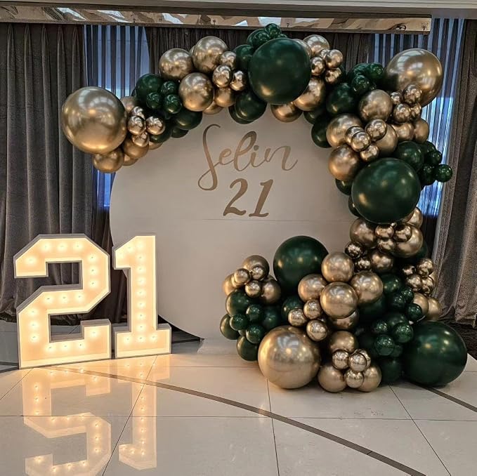 201Pcs Green and Gold Balloon Arch Kit, Explosion Star Emerald Dark Green - Image 6