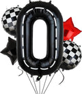Race Car Birthday Balloons 40 Inch Racetrack Number Balloon 0 Black 5 Pcs | by GGDE