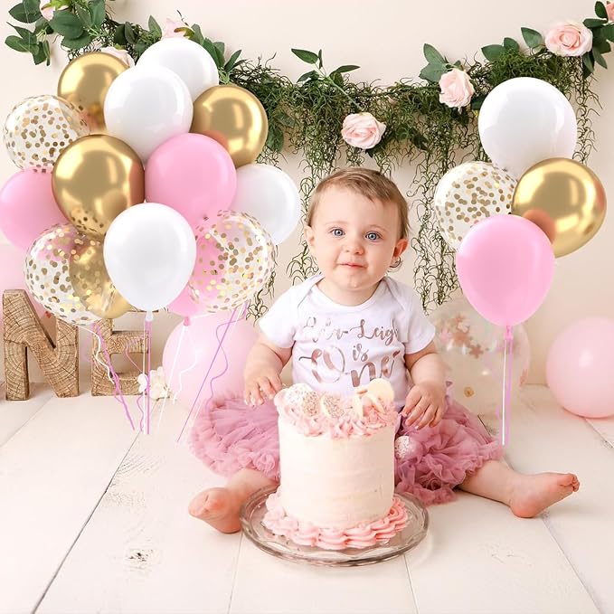 Patimate Pink Gold Confetti Balloons Set - Image 3