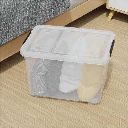 Wekioger 70 Quart Large Lidded Storage Bin, 4 Packs, Plastic Storage Container with Wheels, Latching Storage Box
