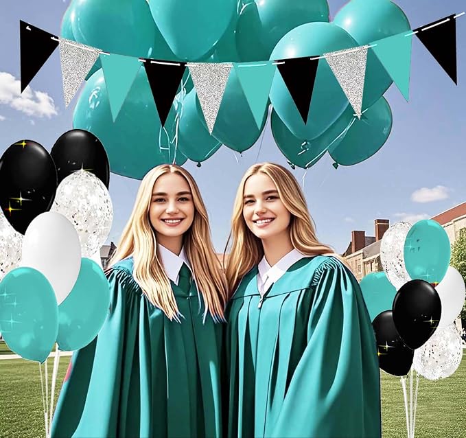 Teal Black Graduation Party Decorations/Turquoise Teal Black Graduation - Image 2