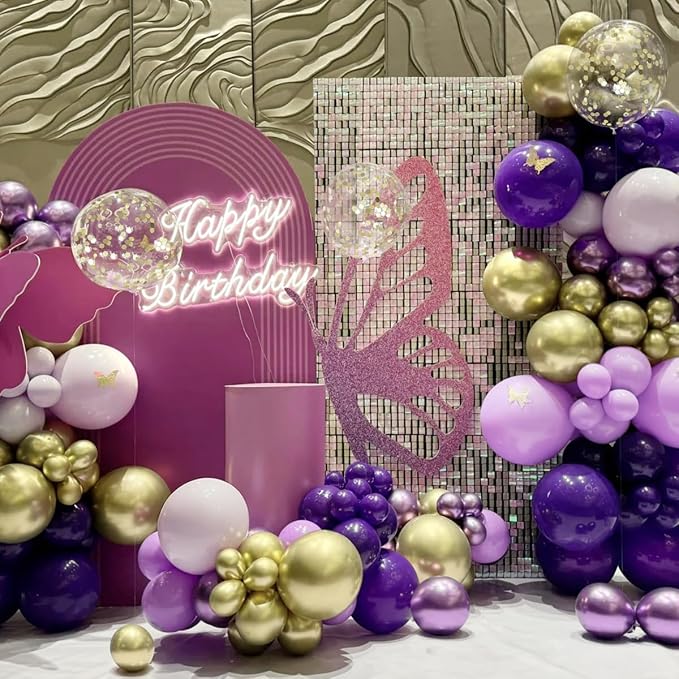 Purple and Gold balloon Arch Kit, Wedding Graduation Birthday Party Decorations - Image 4