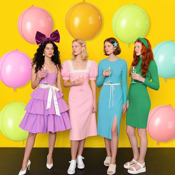 Pastel Colorful Round Foil Balloons 9 pcs - Image 4