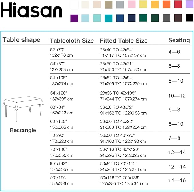 Hiasan Light Gray Rectangle Tablecloth - Waterproof Spillproof and Wrinkle Resistant Washable Polyester Table Cloth for Dining Party, 60 x 140 inch