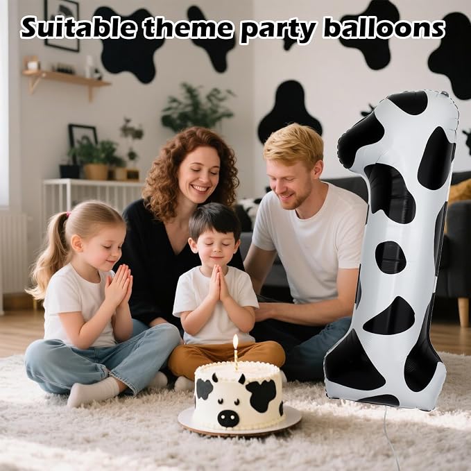 40 Inch Cow Print Number 1 Balloons, Birthday Party Aluminum Foil Balloon - Image 4
