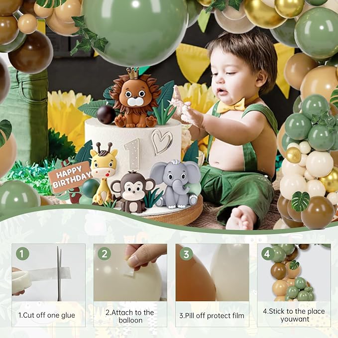 PERPAOL 140 pcs Jungle Safari Balloon Garland Kit, Sage Green Brown Safari Wild - Image 7