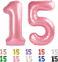 Number 15 Balloon 40Inch for 15 Year Old Birthday Decorations, Pearl Pink | by Mluchee