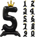 Black Crown Number 5 Balloon Standing Black Princess Digital 5 Foil Balloon | by YOIOZAIZAI