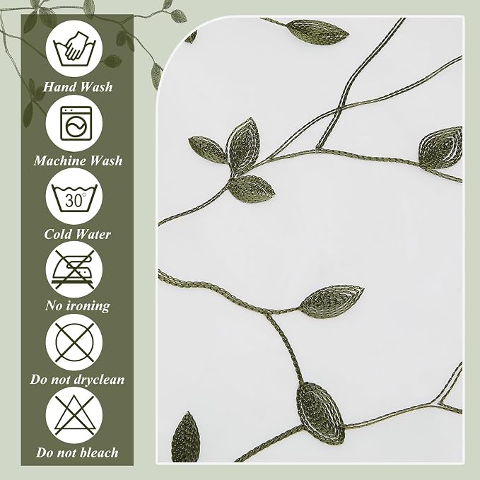 Willow Voile Curtains Cute Green Sheers Leaf Tulle Vine Window Sheers Ivy - Image 6