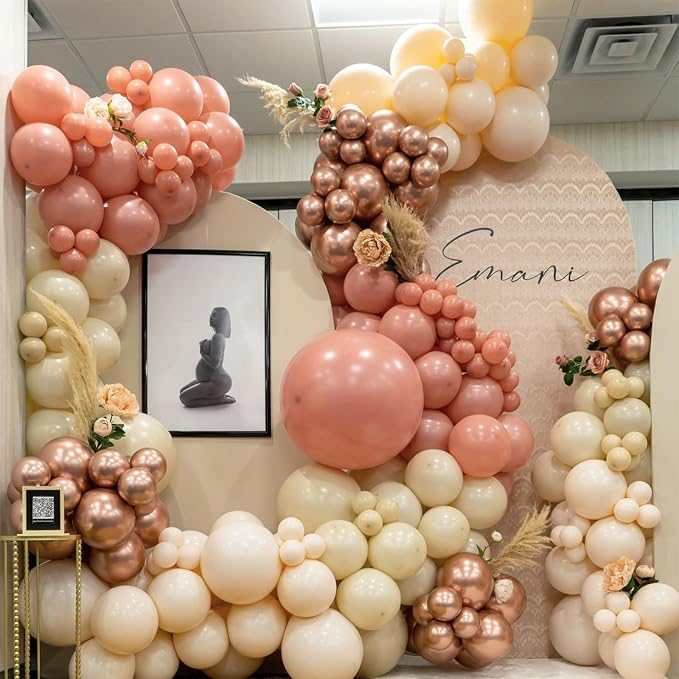 Blush Pink Balloons, Retro and Rose Gold Boho Balloons Set - Image 4
