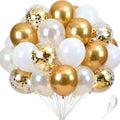 White Gold Balloons 60Pcs 12 Inch Confetti Latex Balloon Kit by Kelfuoya