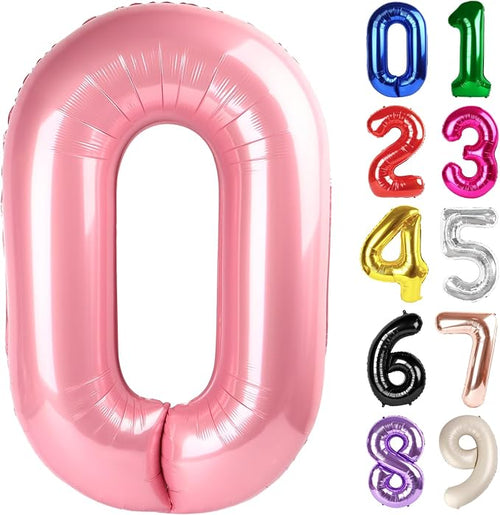 0 Balloon - Pastel Pink Birthday Number Balloons, 40 Inch Decorations | Pastel by ALPHADELTAPI