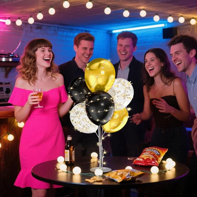 4Sets Black and Gold Balloon Stand, - Image 7