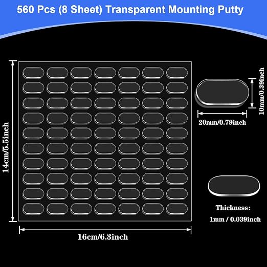 JANYUN 560 Pieces Mounting Putty, Double Sided Clear Dots Sticky - Image 2
