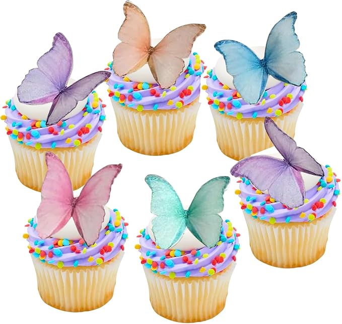 48Pcs Edible Butterflies for Cake Decorating Wafer Paper Butterfly Cupcake by YOcity