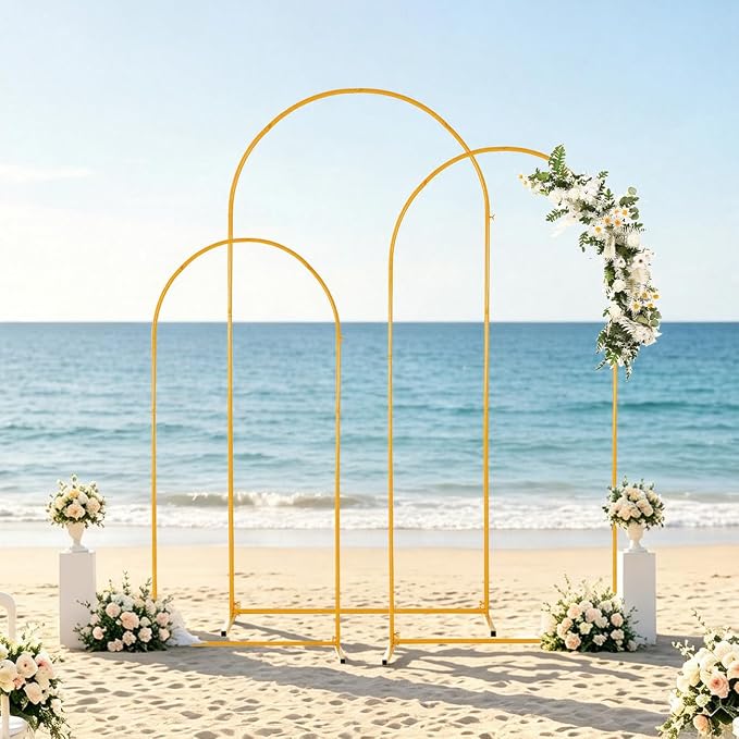 Vincidern 3pcs Metal Wedding Arch Backdrop Stand, Party Arch Stand, Balloon - Image 3