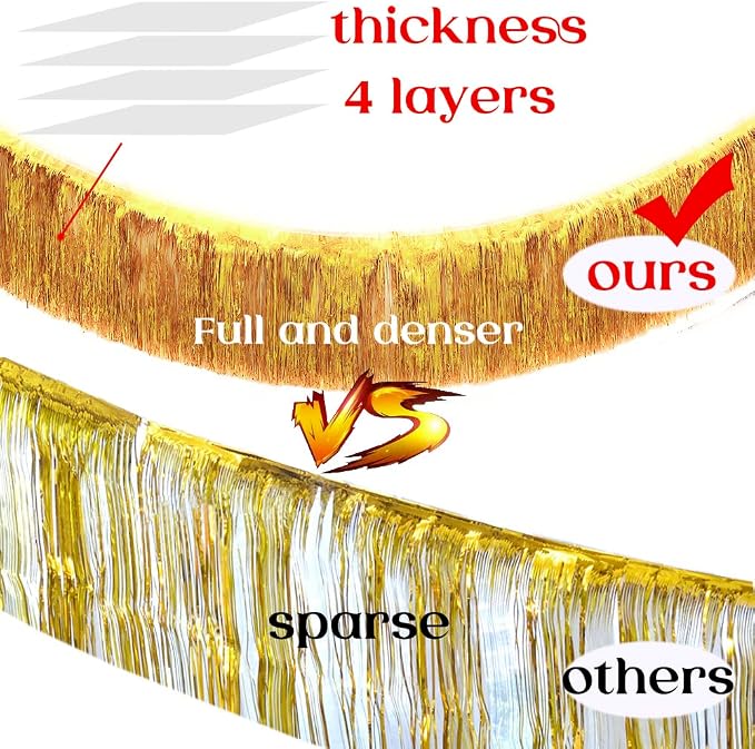 Premium Gold Fringe Tinsel Garland - Image 3