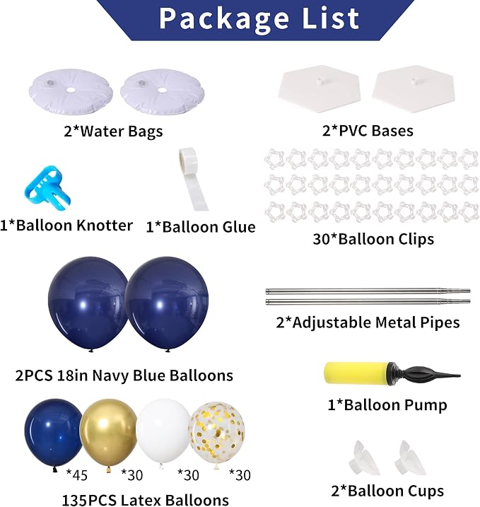 Navy Blue and Gold Balloon Column Stand Kit Set of 2 - Image 3