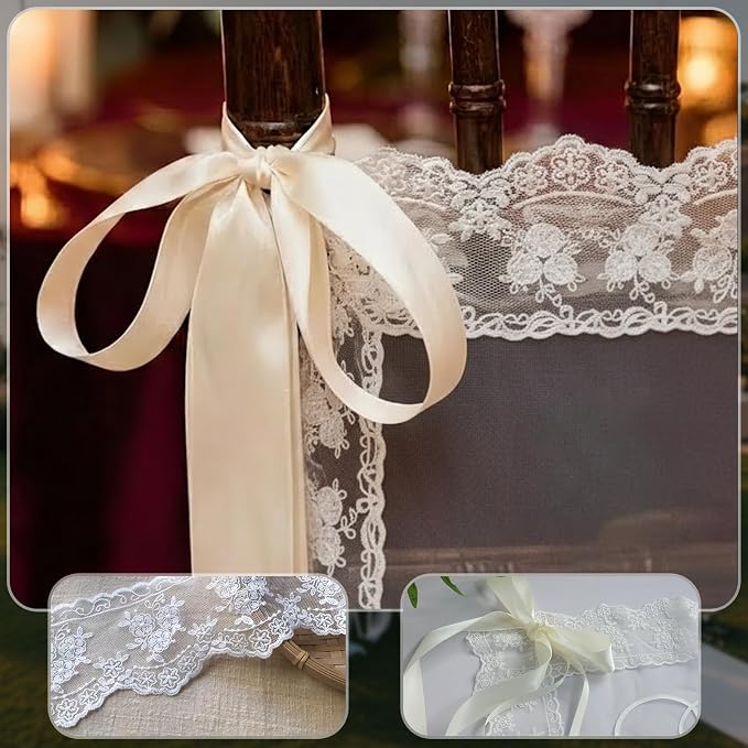 2 Pcs Just Married Sheer Lace Chair Signs - Image 4