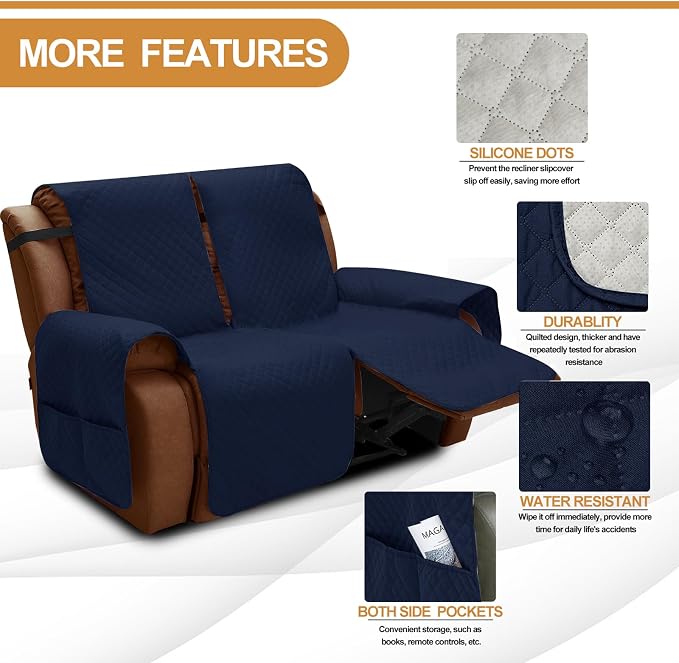 XINEAGE Water Resistant Recliner Cover, 2 Seat Loveseat Covers - Image 4