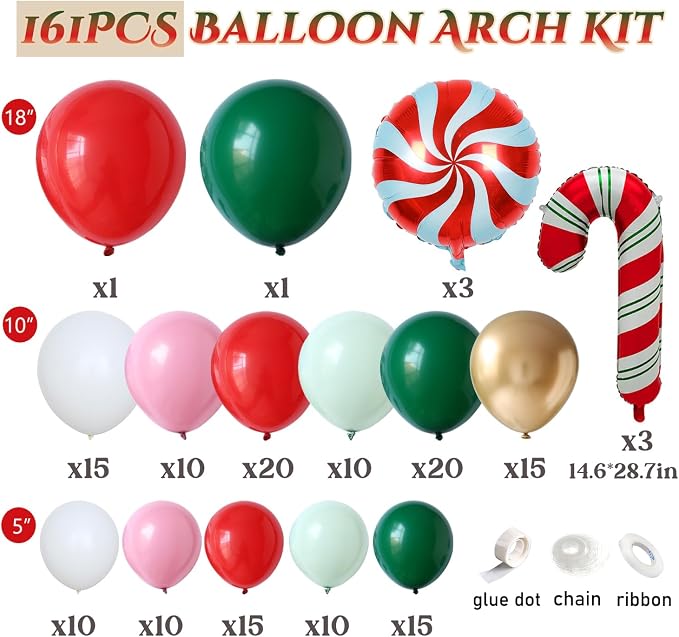 Tesochye Christmas Balloon Garland kit, Xmas Christmas Party Decorations | 161 - Image 2