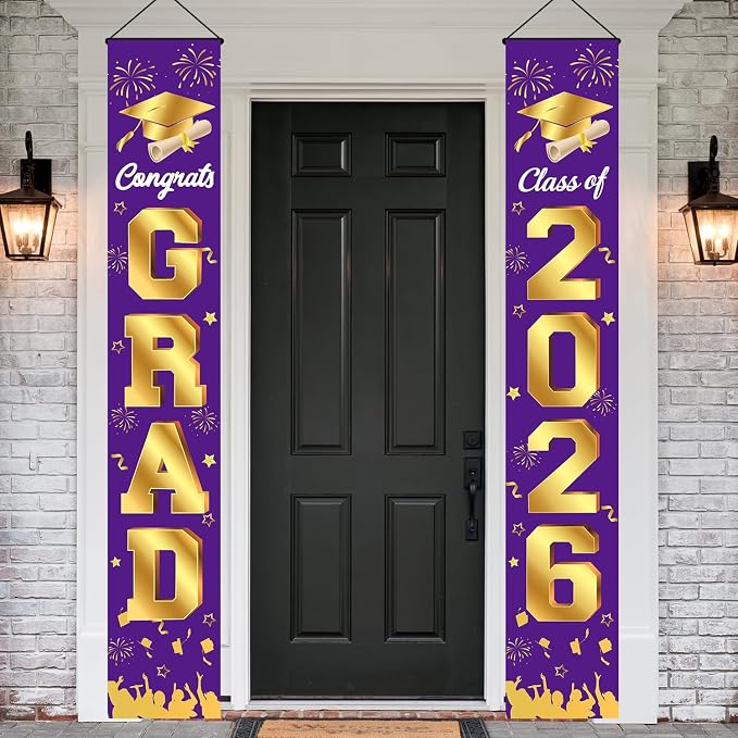 Graduation Decorations 2026 Porch Banner, Congrats Grad Class of 2026 Banner by MAMFEOV