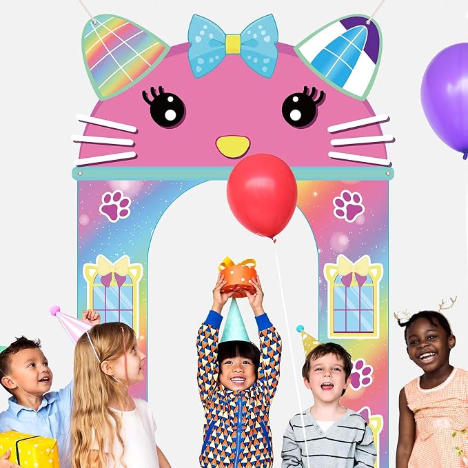 Cat House Themed Party Door Decorations Cute Cartoon Doll Cat Porch Banner | - Image 4