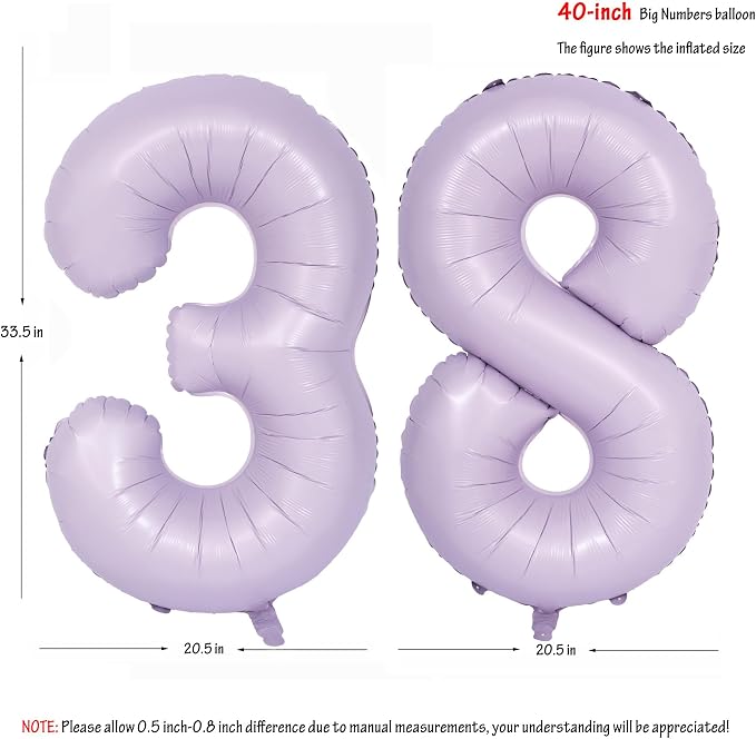 40 In Matte Purple Number Balloons Helium Foil Mylar Balloon Digital 38 | - Image 2