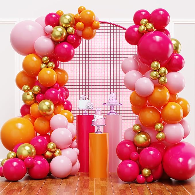 YMSZ Pink and Orange Balloon Garland Arch Kit, Tropical Balloons, | Different by YMSZ