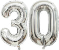 40 Inch Silver 30 Number Balloons Giant Jumbo Huge 30 Foil Mylar Helium Number by LHOAVWE