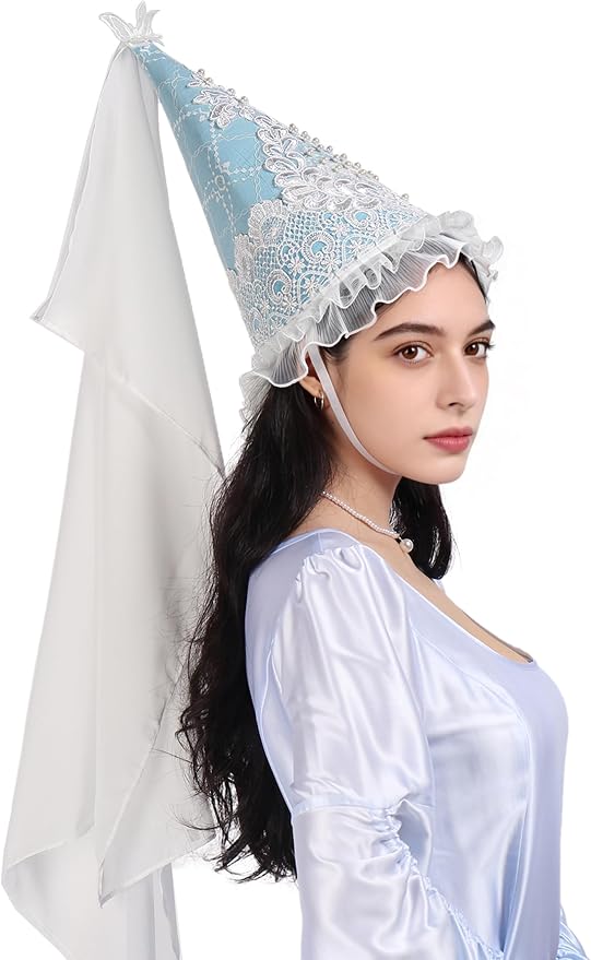 Medieval Cone Hat with Veil Renaissance Hennin Headdress Halloween LARP Costume by Koalswm