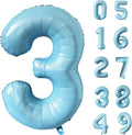 40 Inch Matte Blue 3 Number Balloons Light Blue Number 3 Foil Balloon Mylar by Yeodong