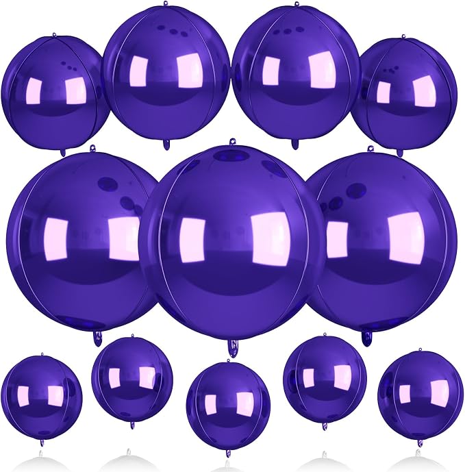 12Pcs Purple Round Balloons Foil, Large Metallic Purple Balloons by BIAPIAN